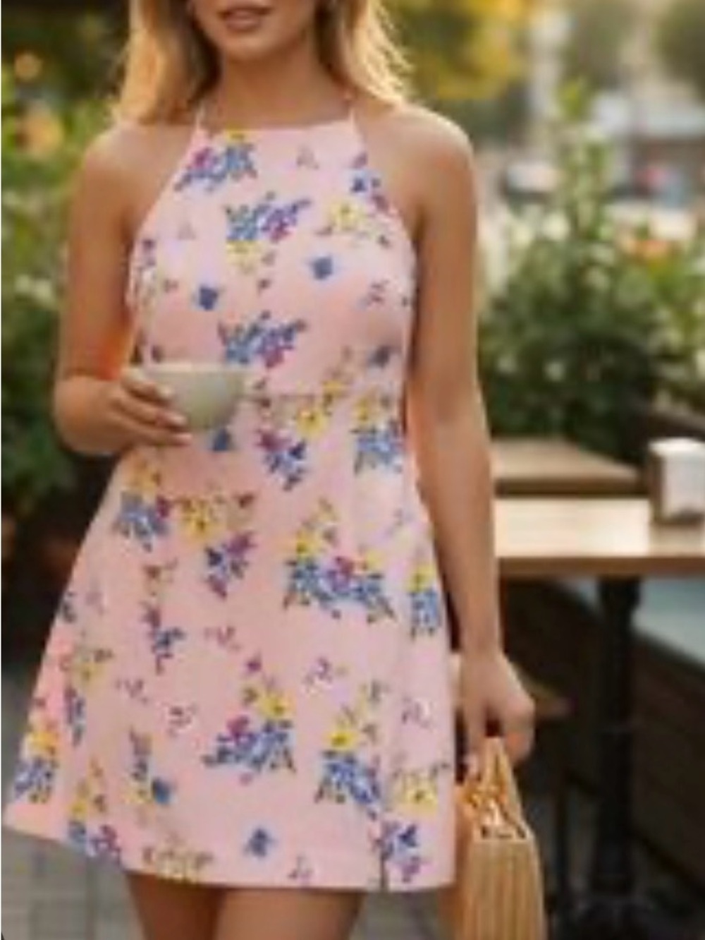 French Connection Pink Floral Print Shift Dress L Fully Lined Boho Feminine D-4